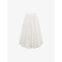 House Of Cb Francine broderie-anglaise high-rise cotton midi skirt | LYBSTORE