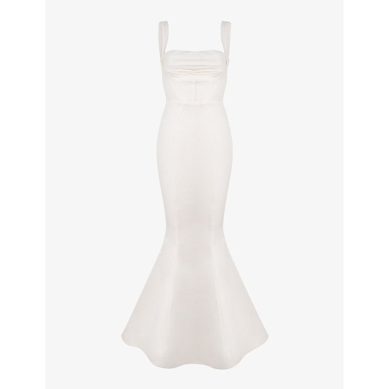 House Of Cb Francoise corseted-bodice satin bridal gown | LYBSTORE