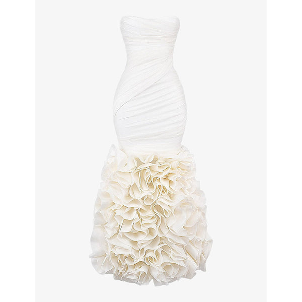 House Of Cb Gabrielle ruffle-hem strapless woven bridal gown | LYBSTORE