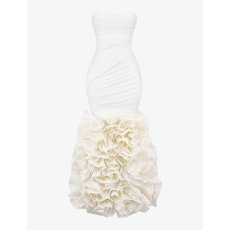 House Of Cb Gabrielle ruffle-hem strapless woven bridal gown | LYBSTORE