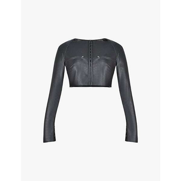 House Of Cb Lone zip-embellished cropped faux-leather top | LYBSTORE