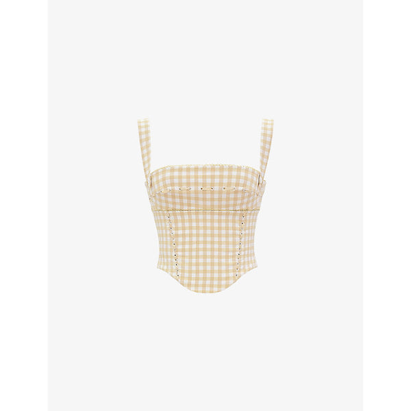 Womens House Of Cb Lottie gingham-pattern stretch-woven corset