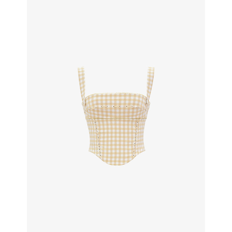 Womens House Of Cb Lottie gingham-pattern stretch-woven corset