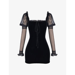 House Of Cb Syana square-neck stretch-velvet mini dress | LYBSTORE