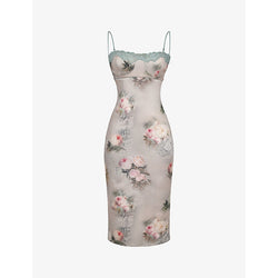 House Of Cb Venus floral-print satin midi dress | LYBSTORE