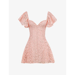 House Of Cb Verity sweetheart-neck lace-embroidered woven mini dress | LYBSTORE