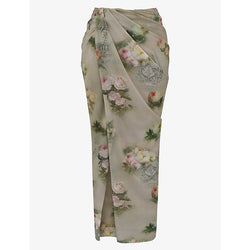 Womens House Of Cb Vesper floral-print stretch-woven maxi skirt