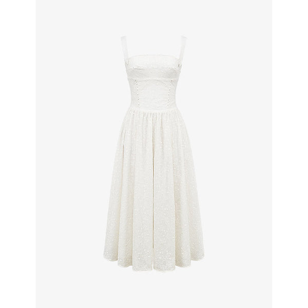 House Of Cb Vivien broderie-anglaise fitted-bodice cotton midi dress | LYBSTORE