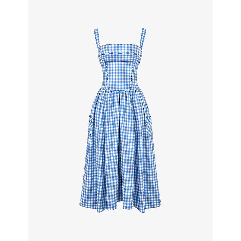 Womens House Of Cb Vivien gingham stretch-woven midi dress