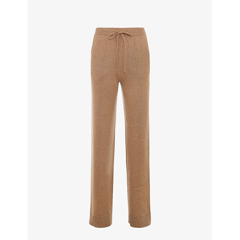 House Of Cb Yalina elasticated-waist straight-leg high-rise stretch-knit trousers | LYBSTORE