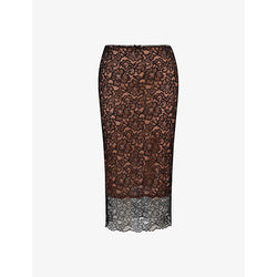 House Of Cb Yolanda floral stretch-lace midi skirt | LYBSTORE