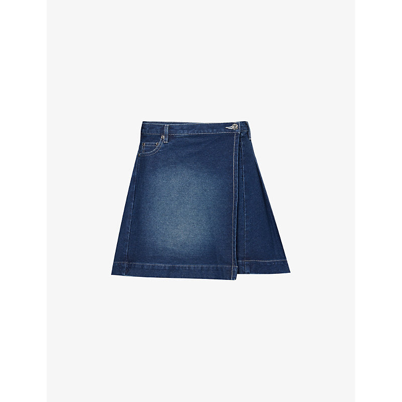 Womens House Of Sunny Fade pleated denim mini skirt