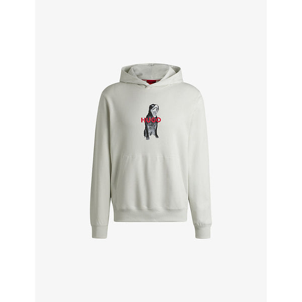 Hugo Animal-graphic regular-fit cotton-jersey hoody