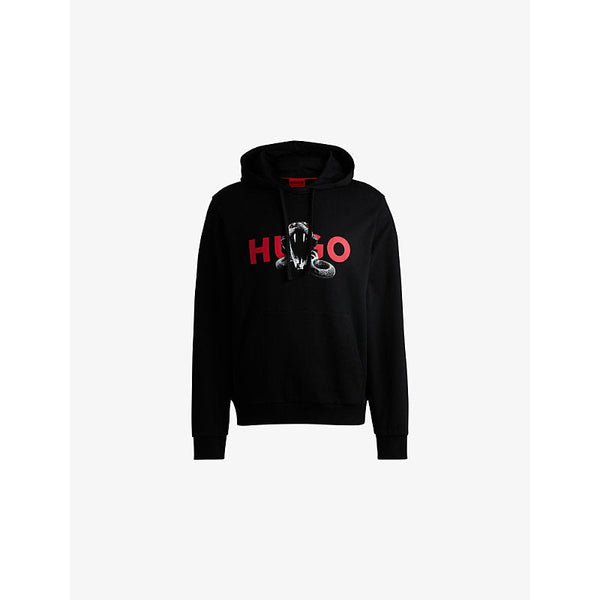 Hugo Branded-print kangaroo-pocket cotton-jersey hoody