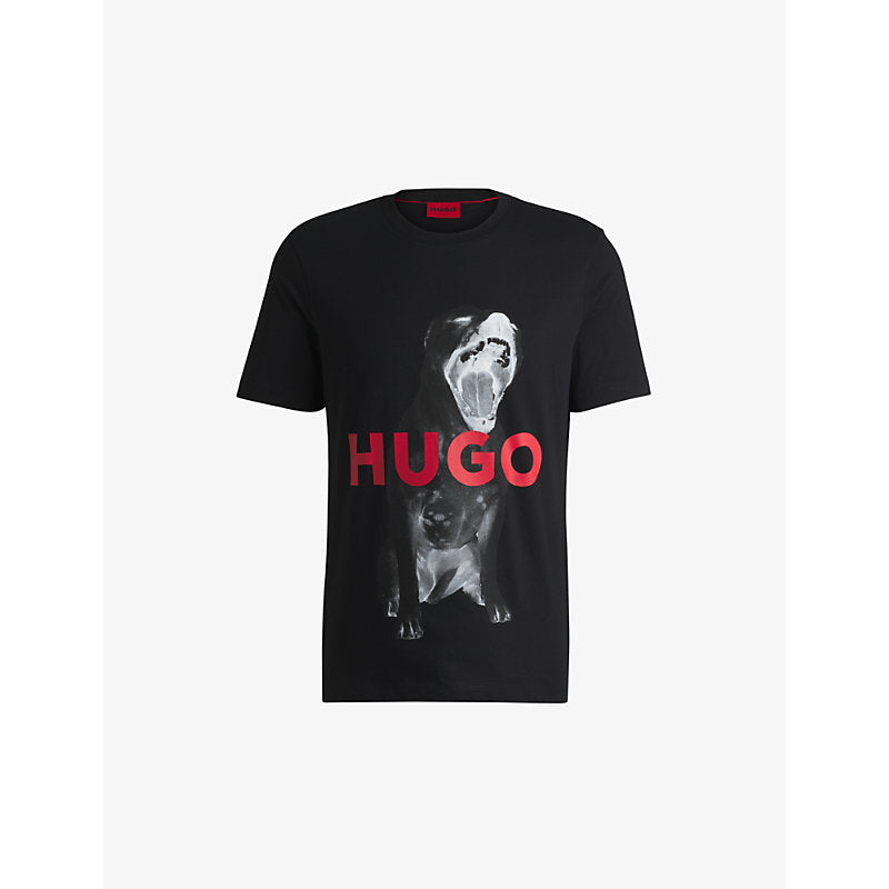 Mens Hugo Graphic-print relaxed-fit cotton T-shirt