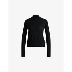 Hugo High-neck logo-tab wool jumper