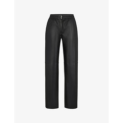 Womens Hugo High-rise elasticated-waist faux-leather trousers