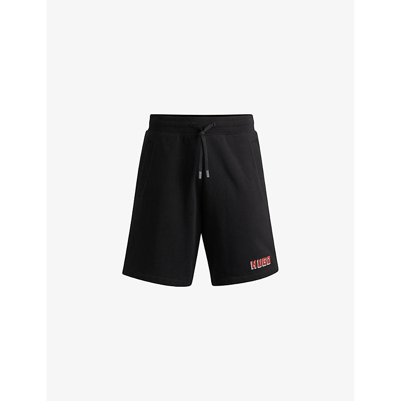 Mens Hugo Logo-print relaxed-fit cotton sweatshorts