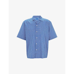 Hugo Logo-print relaxed-fit short-sleeve cotton shirt