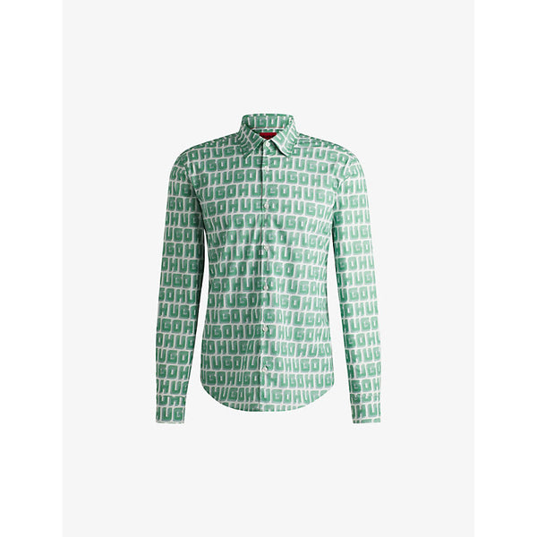 Hugo Logo-print slim-fit cotton shirt