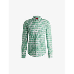 Mens Hugo Logo-print slim-fit cotton shirt