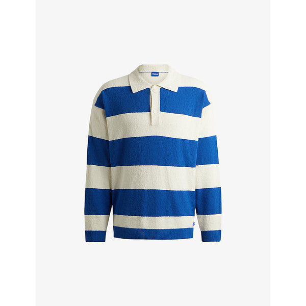 Hugo Relaxed-fit striped stretch recycled-cotton rugby polo