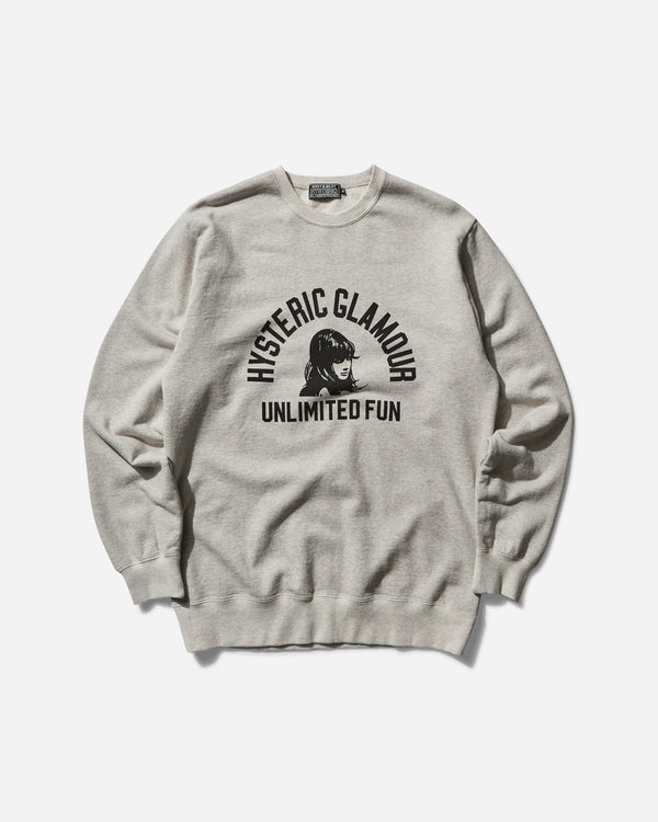 Hysteric Glamour Men s Unlimited Fun Crewneck Sweatshirt Grey