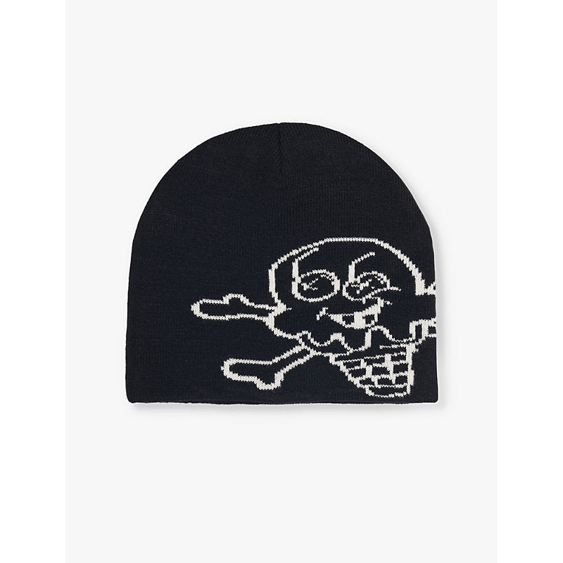 Mens Icecream Cones & Bones graphic knitted beanie