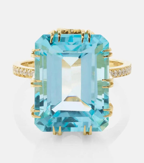 Ileana Makri 18kt gold ring with topaz and diamonds | LYBSTORE