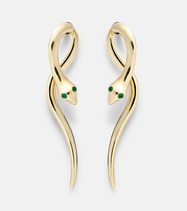 Ileana Makri Boa 18kt gold earrings with emeralds