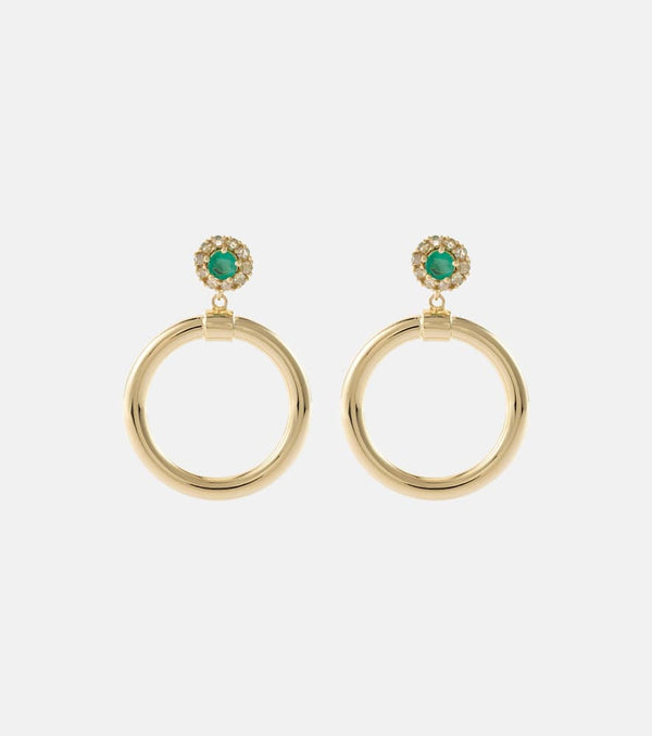 Ileana Makri Endless 18kt gold hoop earrings with emeralds and diamonds