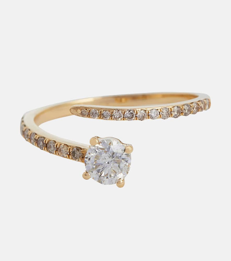 Ileana Makri Grass Seed 18kt yellow gold ring with diamonds | LYBSTORE