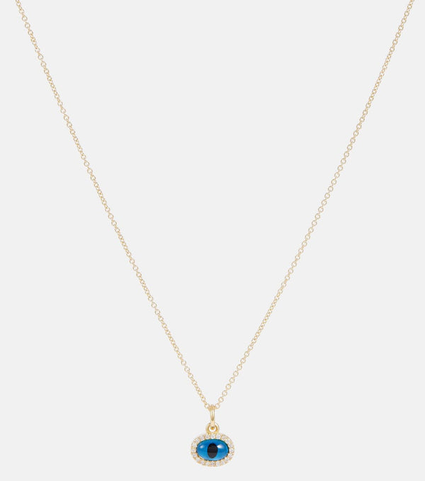 Ileana Makri Mini Oval Eye 18kt gold necklace with diamonds