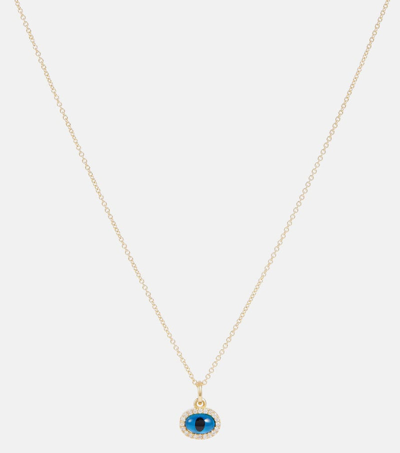 Ileana Makri Mini Oval Eye 18kt gold necklace with diamonds