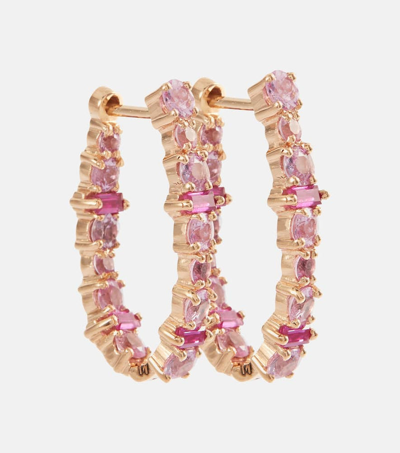 Ileana Makri Rivulet 18kt gold hoop earrings with sapphires and rubies | LYBSTORE