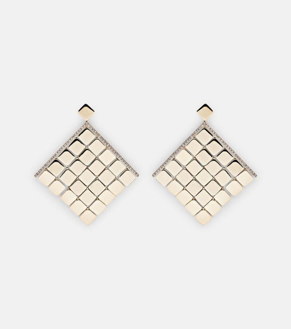 Ileana Makri Tile Curtain 18kt gold earrings with champagne diamonds