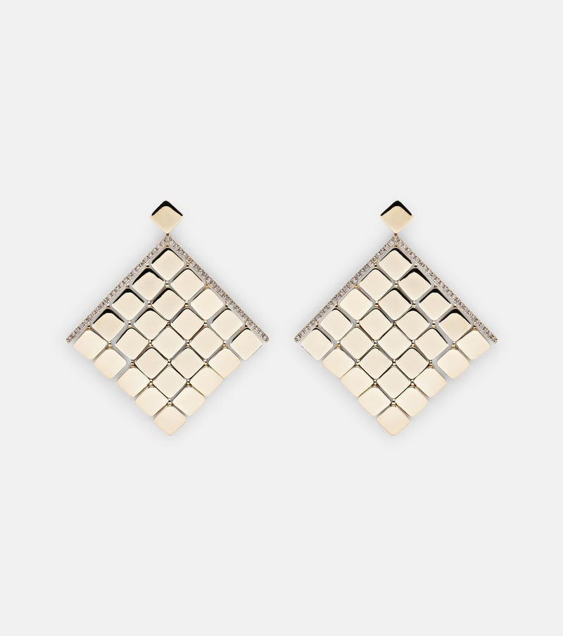 Ileana Makri Tile Curtain 18kt gold earrings with champagne diamonds