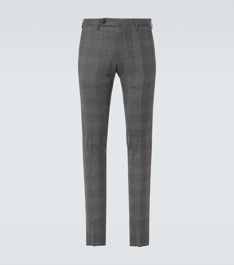 Incotex Checked wool and cashmere slim pants