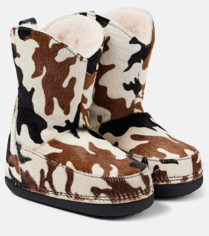 Inuikii Printed shearling-lined calf hair snow boots