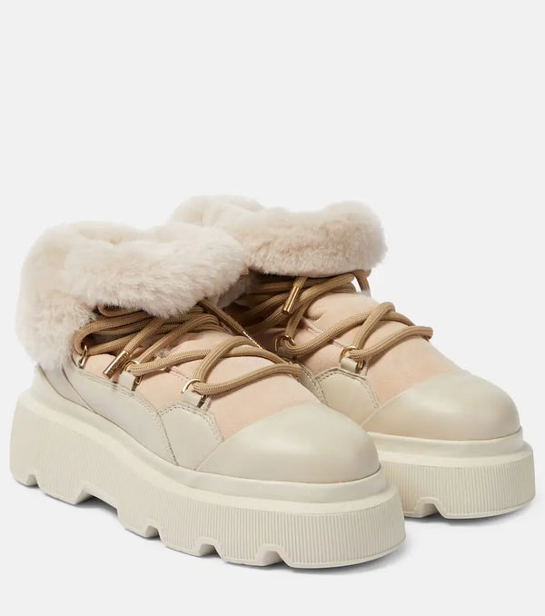 Inuikii Shearling-trimmed leather ankle boots | LYBSTORE