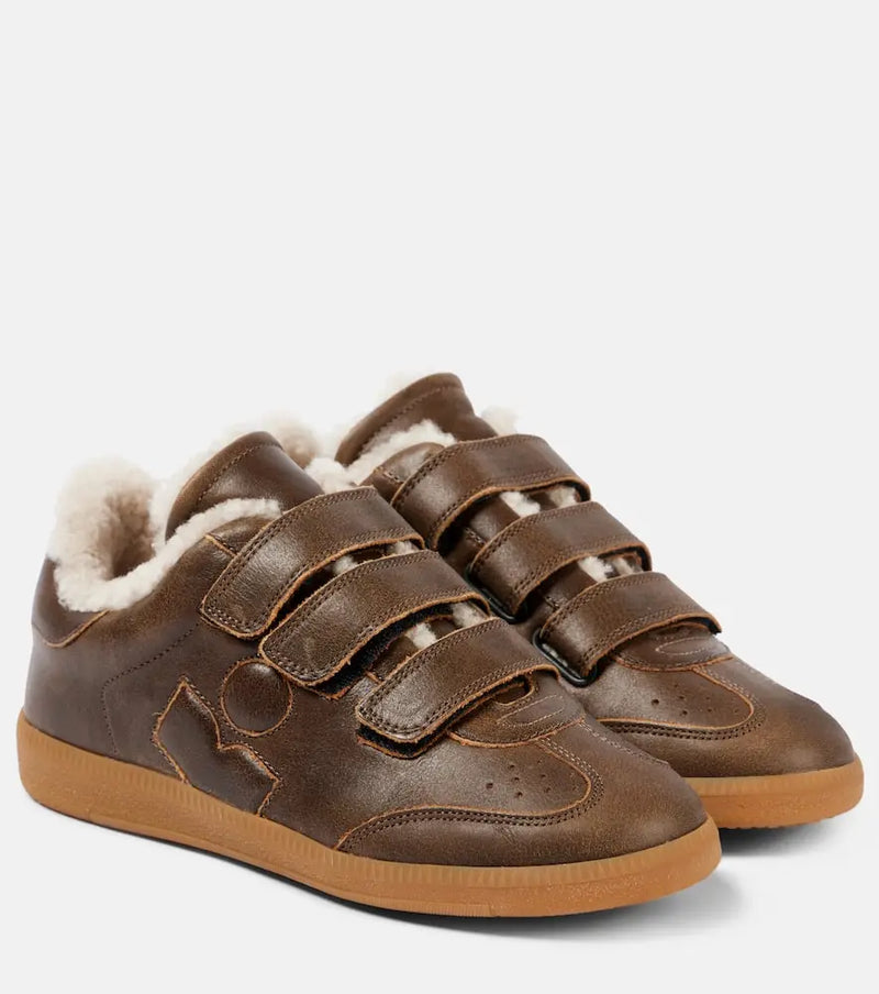 Isabel Marant Beth shearling-lined leather sneakers | LYBSTORE