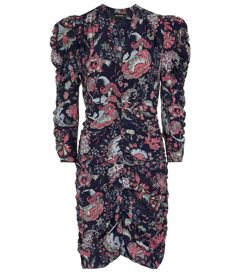 Isabel Marant Celina floral stretch-silk minidress | LYBSTORE