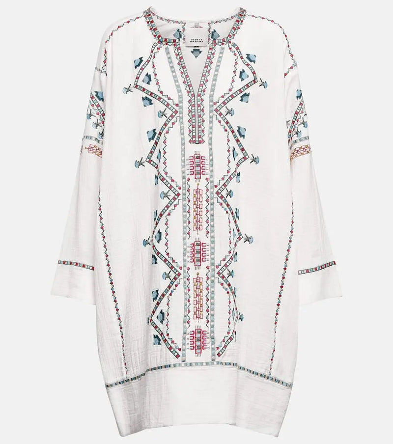 Isabel Marant Chemsi embroidered cotton minidress | LYBSTORE