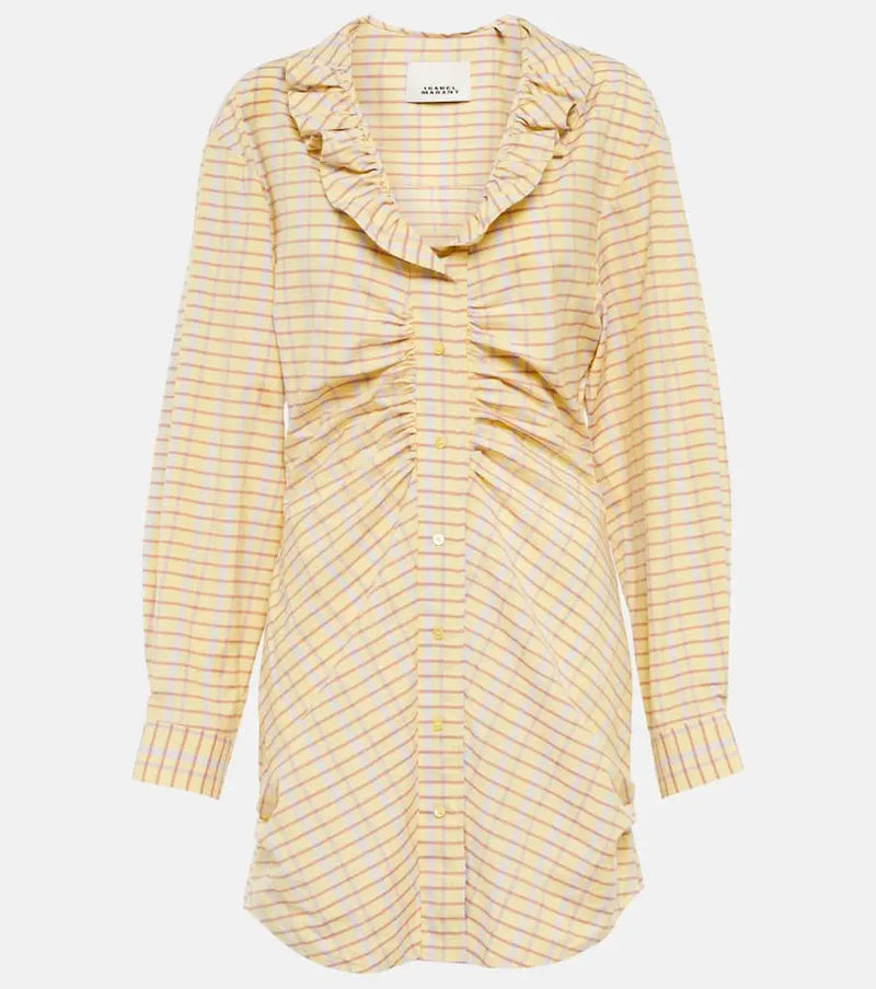 Isabel Marant Coral checked cotton and silk minidress | LYBSTORE