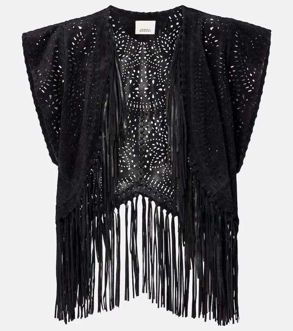 Isabel Marant Edita fringed leather vest | LYBSTORE