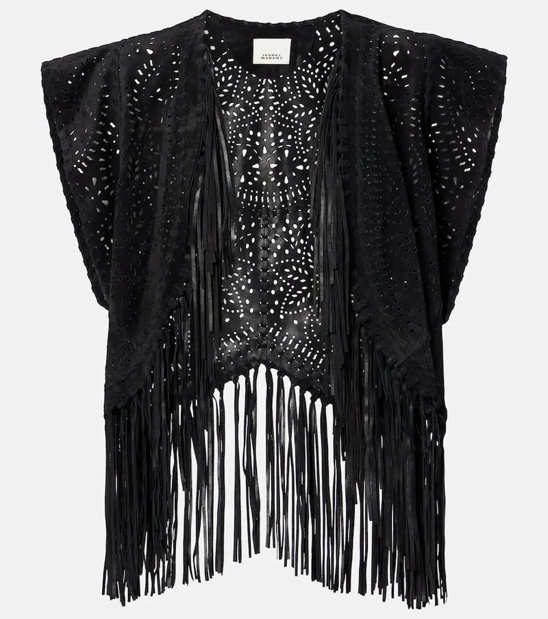 Isabel Marant Edita fringed leather vest | LYBSTORE