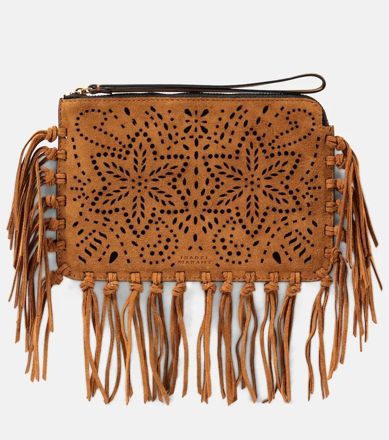 Isabel Marant Fringed suede clutch