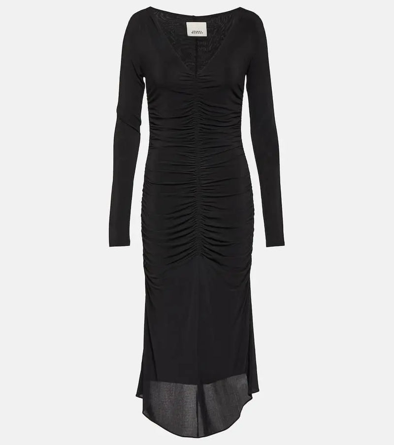 Isabel Marant Laly ruched jersey midi dress | LYBSTORE