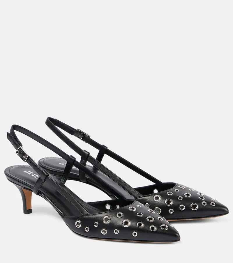 Isabel Marant Pilia leather slingback pumps | LYBSTORE