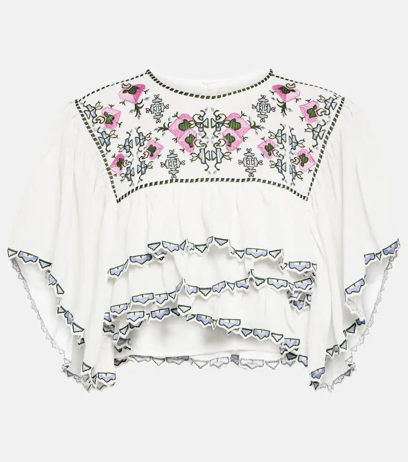 Isabel Marant Sana embroidered crop top | LYBSTORE